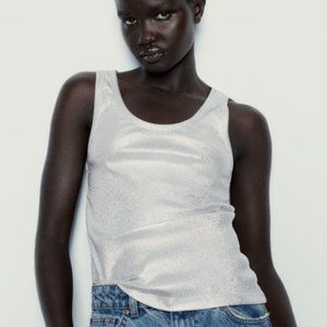 Zara Silver Tank Top - Small